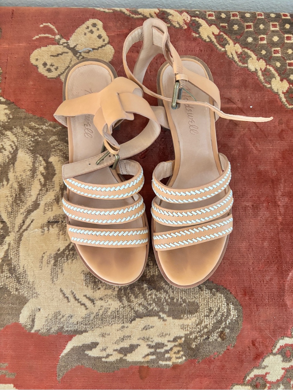 Women's Tan Strappy Braided Sandals